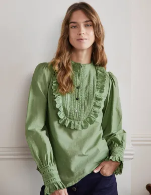 Frilly Popover Blouse-Basil