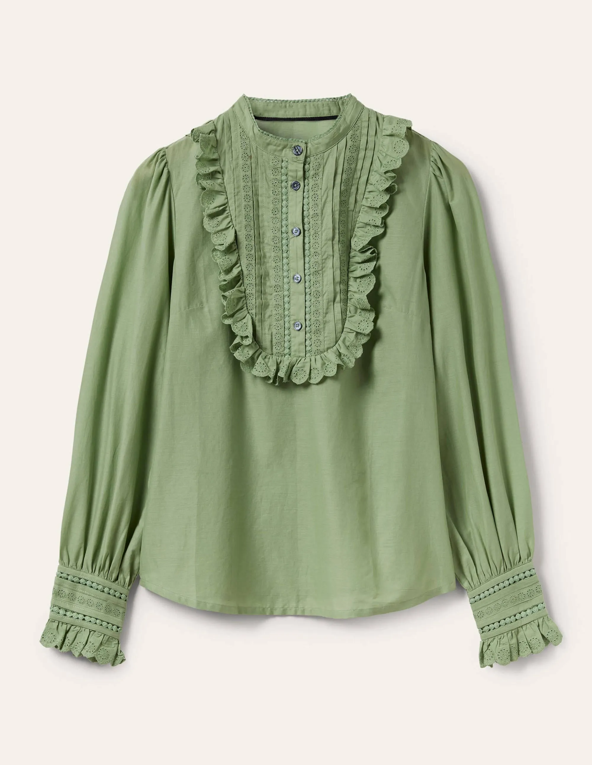 Frilly Popover Blouse-Basil