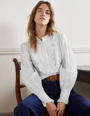 Frilly Popover Blouse-White