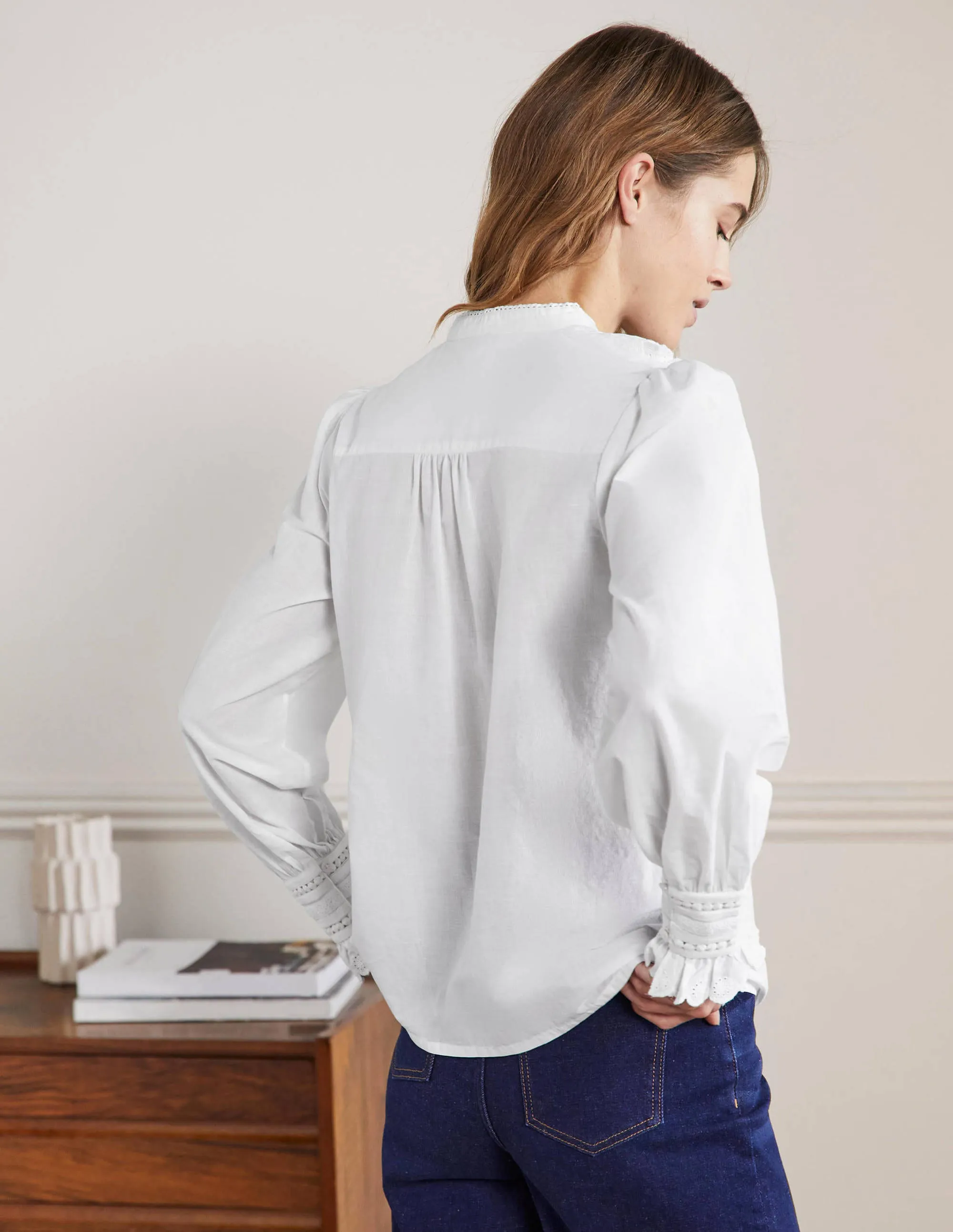 Frilly Popover Blouse-White