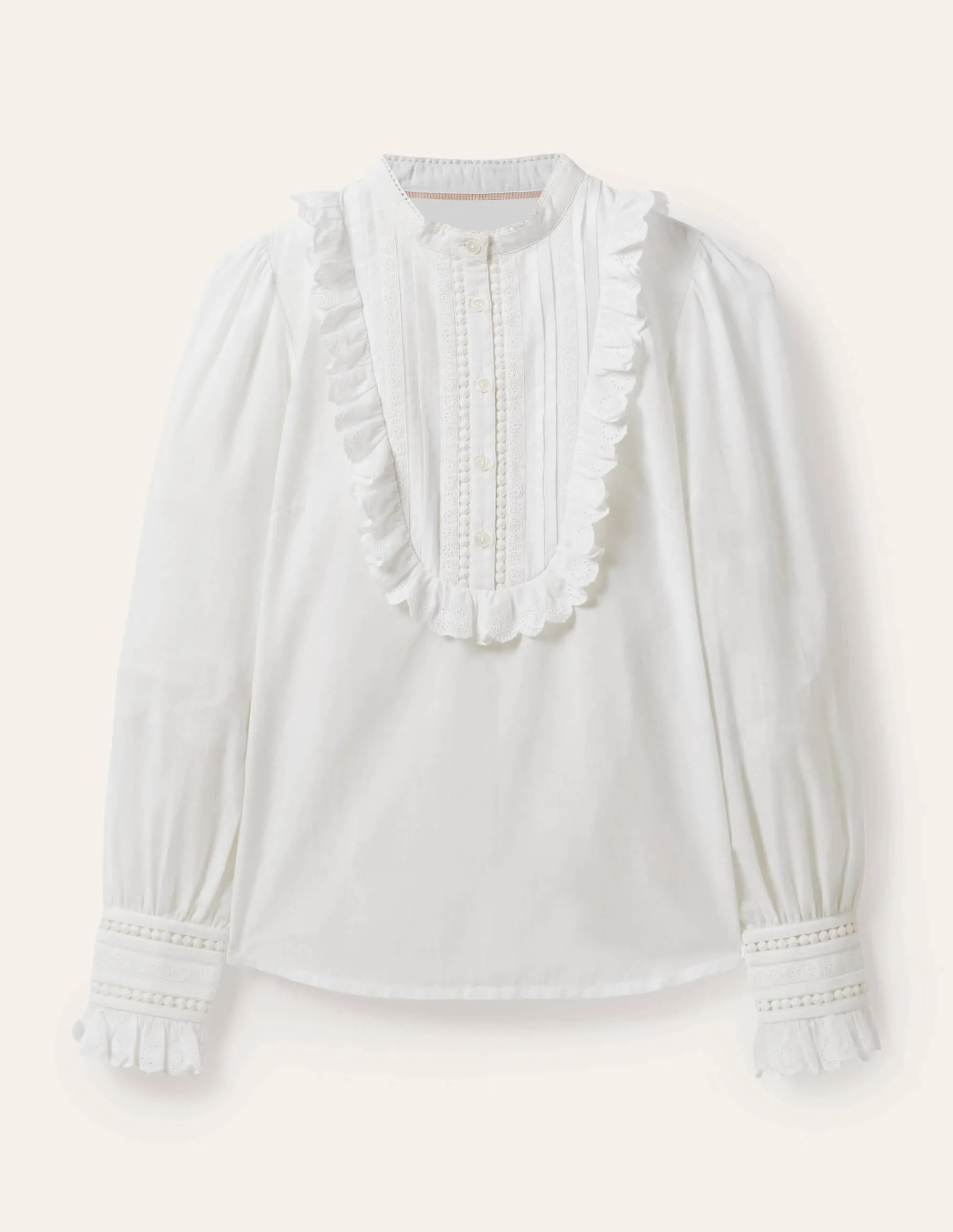 Frilly Popover Blouse-White