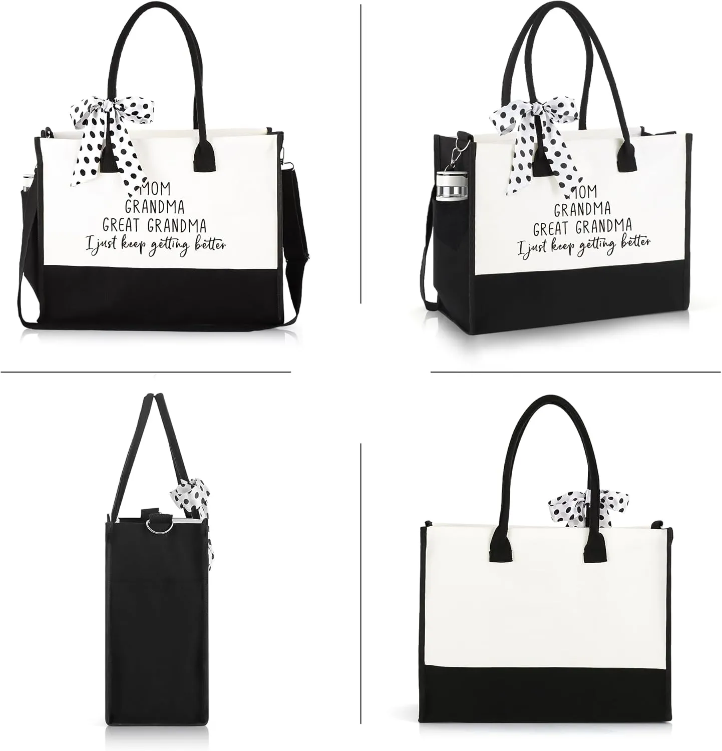 Gifts for Mom Grandma Sister Friends Nana Teacher, Birthday Gifts Ideas Canvas Initial Tote Bag for Women