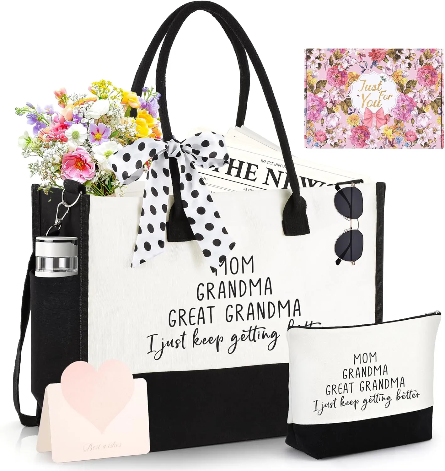 Gifts for Mom Grandma Sister Friends Nana Teacher, Birthday Gifts Ideas Canvas Initial Tote Bag for Women