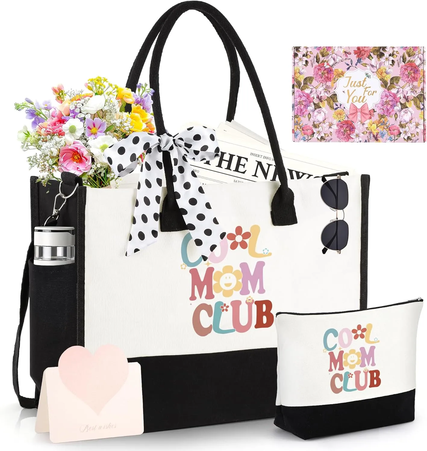 Gifts for Mom Grandma Sister Friends Nana Teacher, Birthday Gifts Ideas Canvas Initial Tote Bag for Women