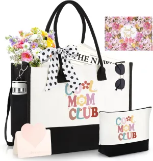 Gifts for Mom Grandma Sister Friends Nana Teacher, Birthday Gifts Ideas Canvas Initial Tote Bag for Women