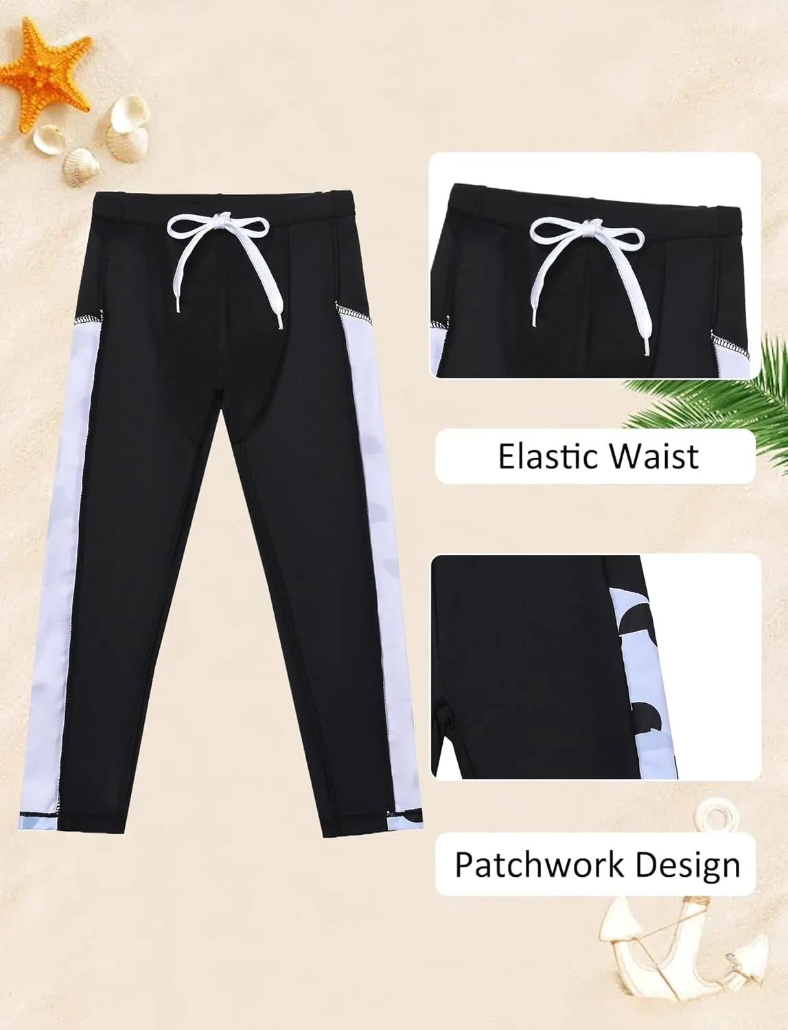 Happy Cherry Boys There Piece Swimsuit UPF 50  Long Sleeve Swim Shirt and Long Pants Rash Guards with Swim Hat