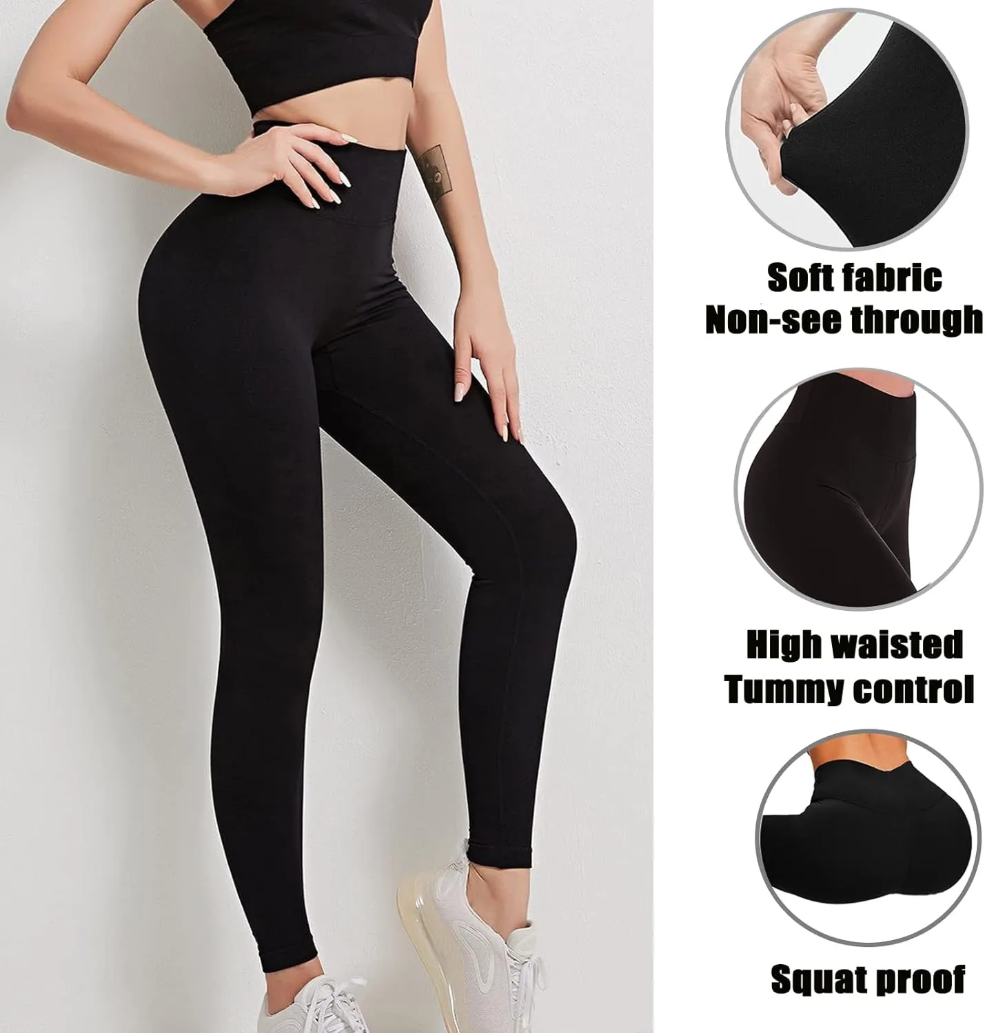 Hi Clasmix 5 Pack Super Soft Leggings for Women Pack-High Waisted Tummy Control Workout Yoga Running Gym Fitness Active Pants