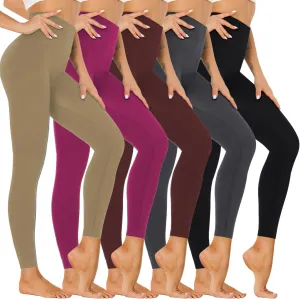 Hi Clasmix 5 Pack Super Soft Leggings for Women Pack-High Waisted Tummy Control Workout Yoga Running Gym Fitness Active Pants