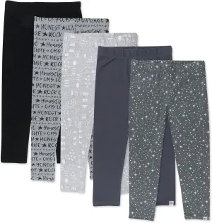HonestBaby Multipack Leggings Skinny, Flare and Cargo Pants Organic Cotton for Infant Baby Girls, Toddlers, Little Kids
