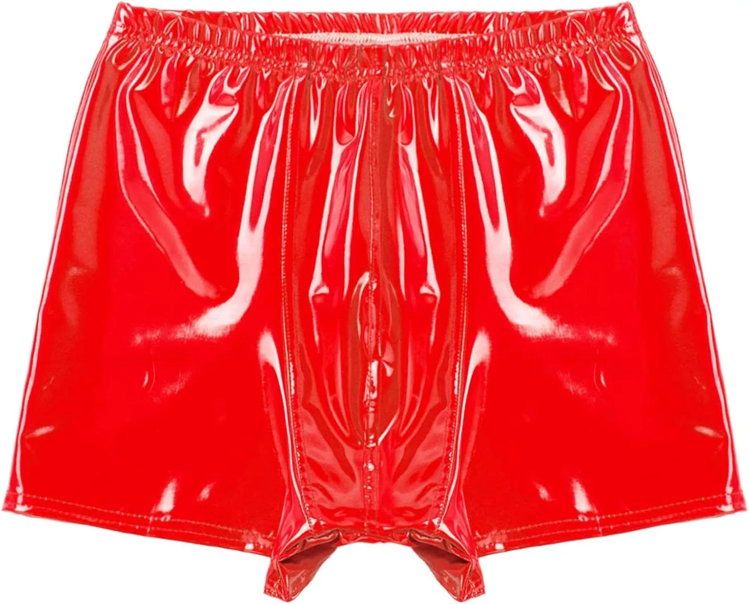 Hularka Men's Sexy Boxer Briefs Low Rise Hipster Trunks Hot Pants PVC Leather Wet Look Shorts
