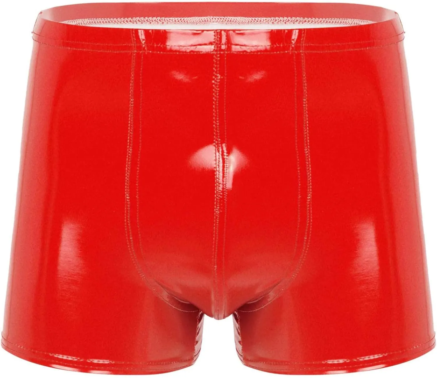 Hularka Men's Sexy Boxer Briefs Low Rise Hipster Trunks Hot Pants PVC Leather Wet Look Shorts