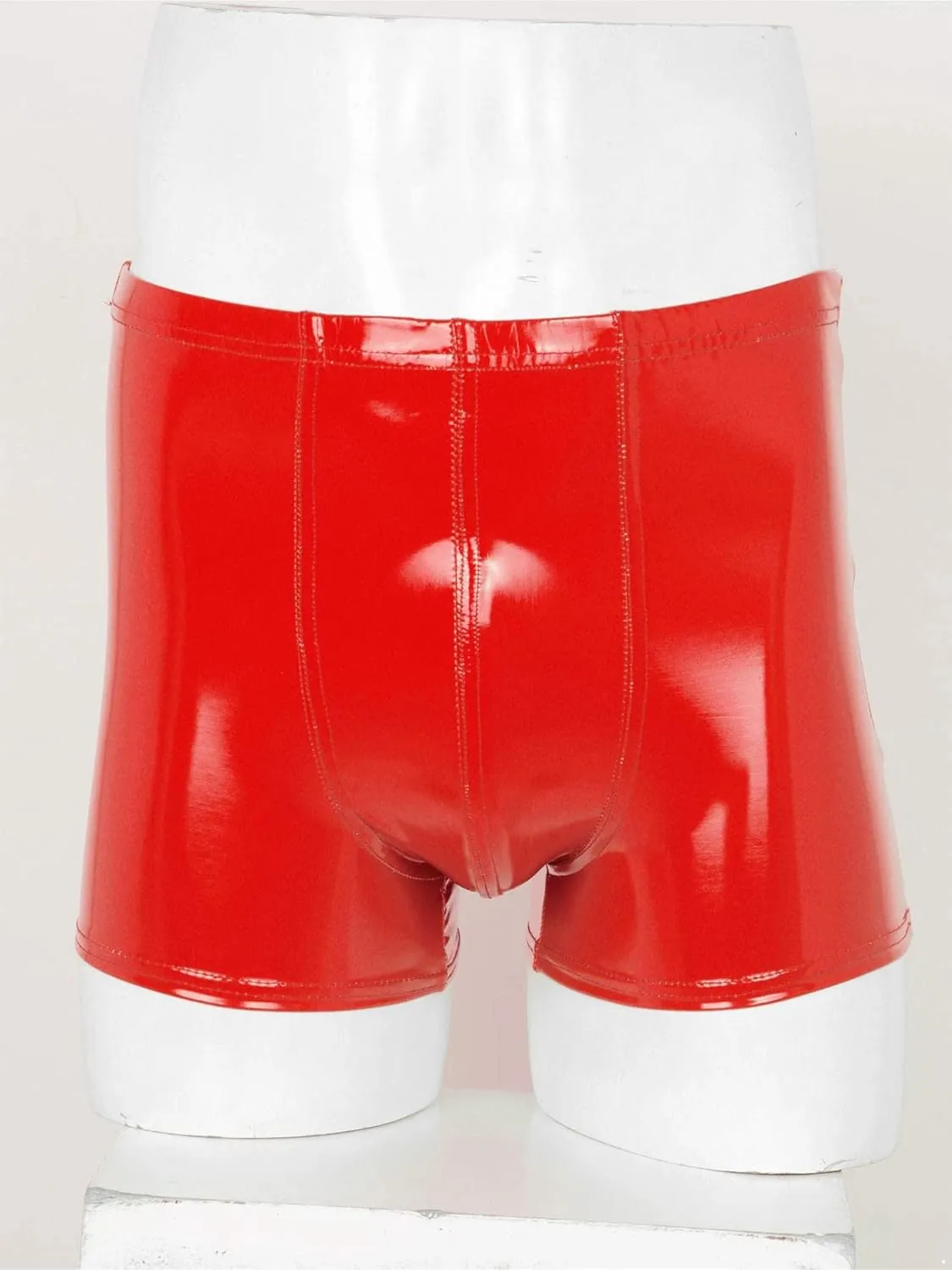 Hularka Men's Sexy Boxer Briefs Low Rise Hipster Trunks Hot Pants PVC Leather Wet Look Shorts