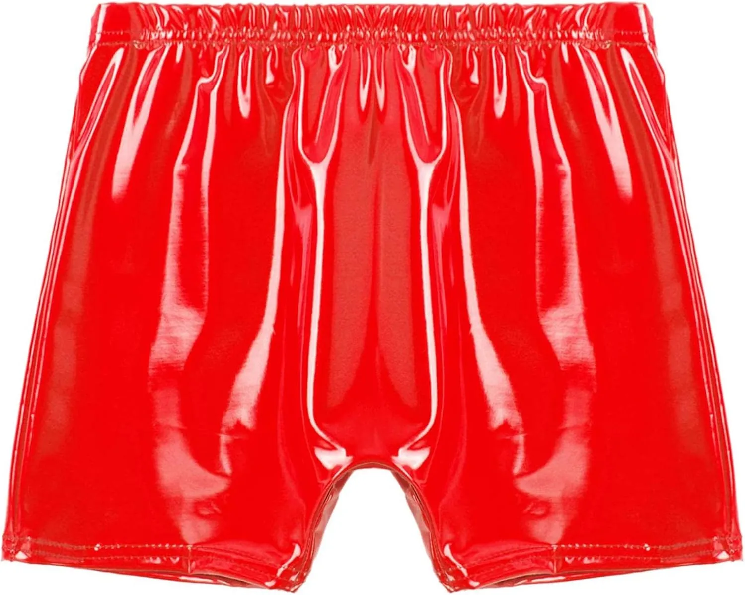 Hularka Men's Sexy Boxer Briefs Low Rise Hipster Trunks Hot Pants PVC Leather Wet Look Shorts