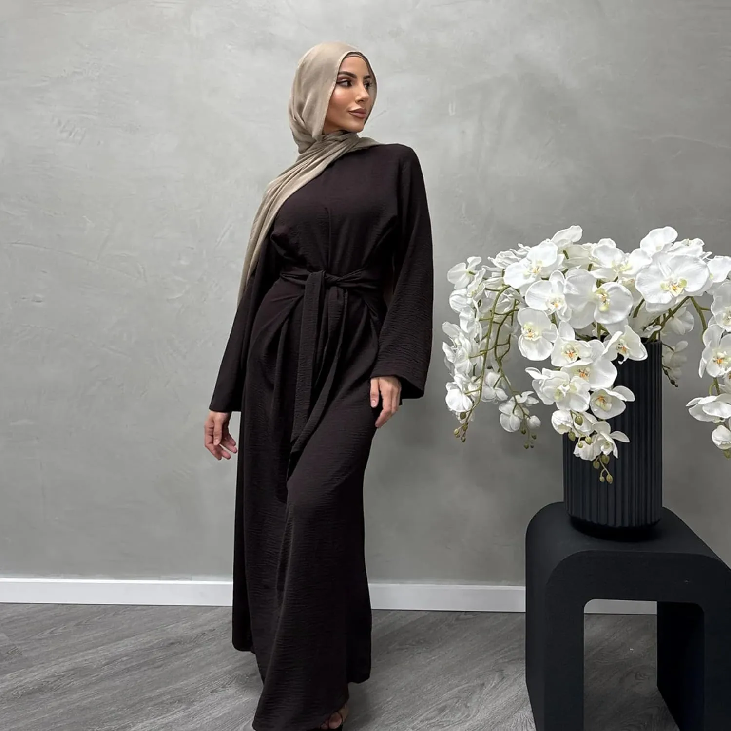 Jazvano Women Abaya Dress for Muslim Eid Prayer Maxi Kaftan Islamic Daily Dress Soft Muslim Women Clothes