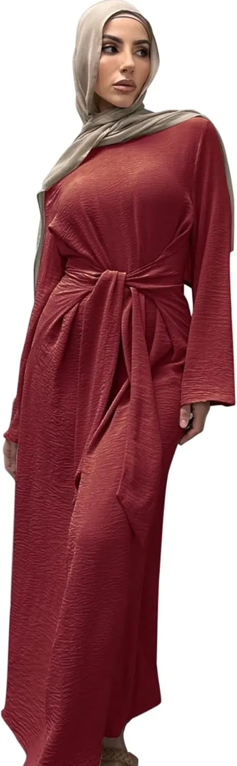 Jazvano Women Abaya Dress for Muslim Eid Prayer Maxi Kaftan Islamic Daily Dress Soft Muslim Women Clothes
