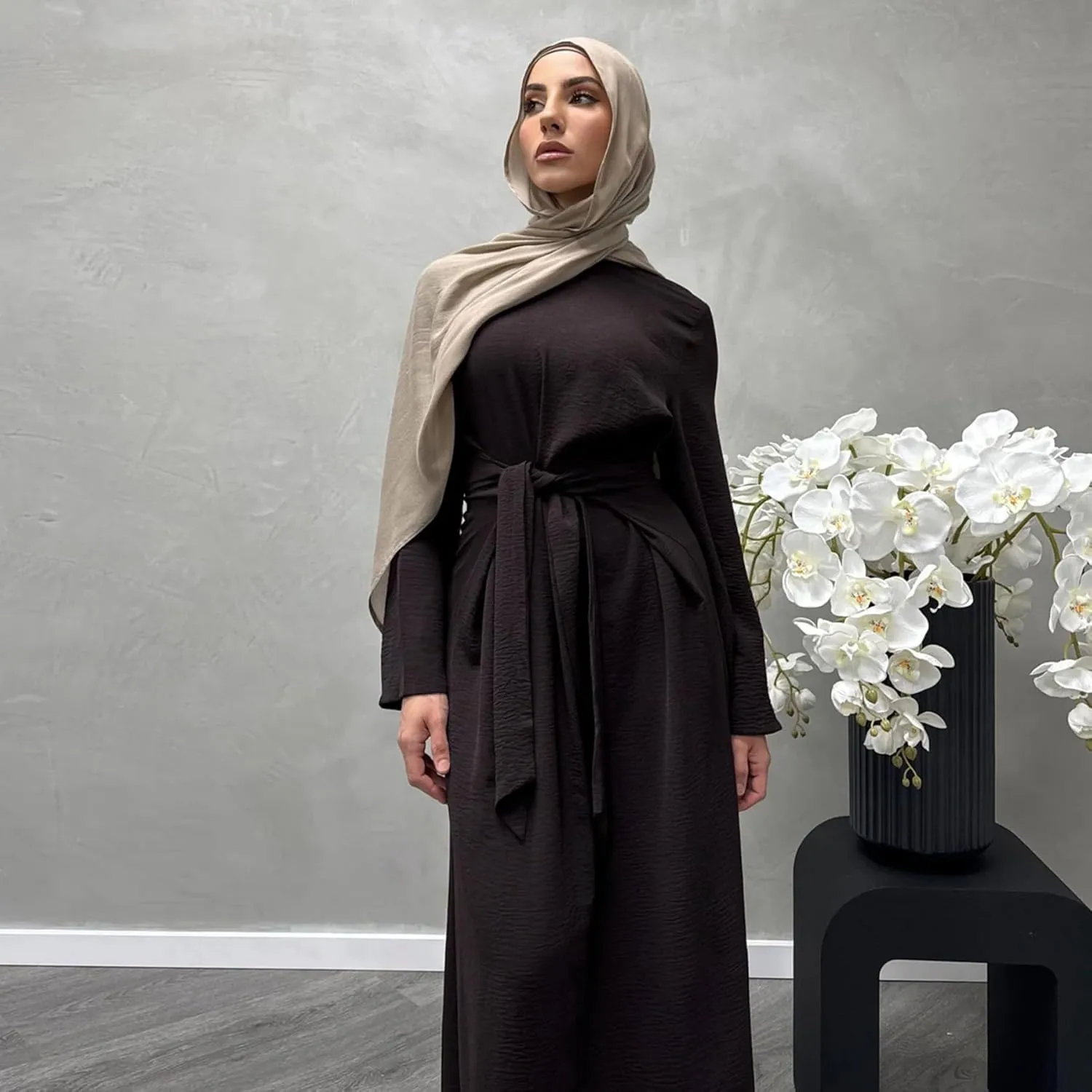 Jazvano Women Abaya Dress for Muslim Eid Prayer Maxi Kaftan Islamic Daily Dress Soft Muslim Women Clothes