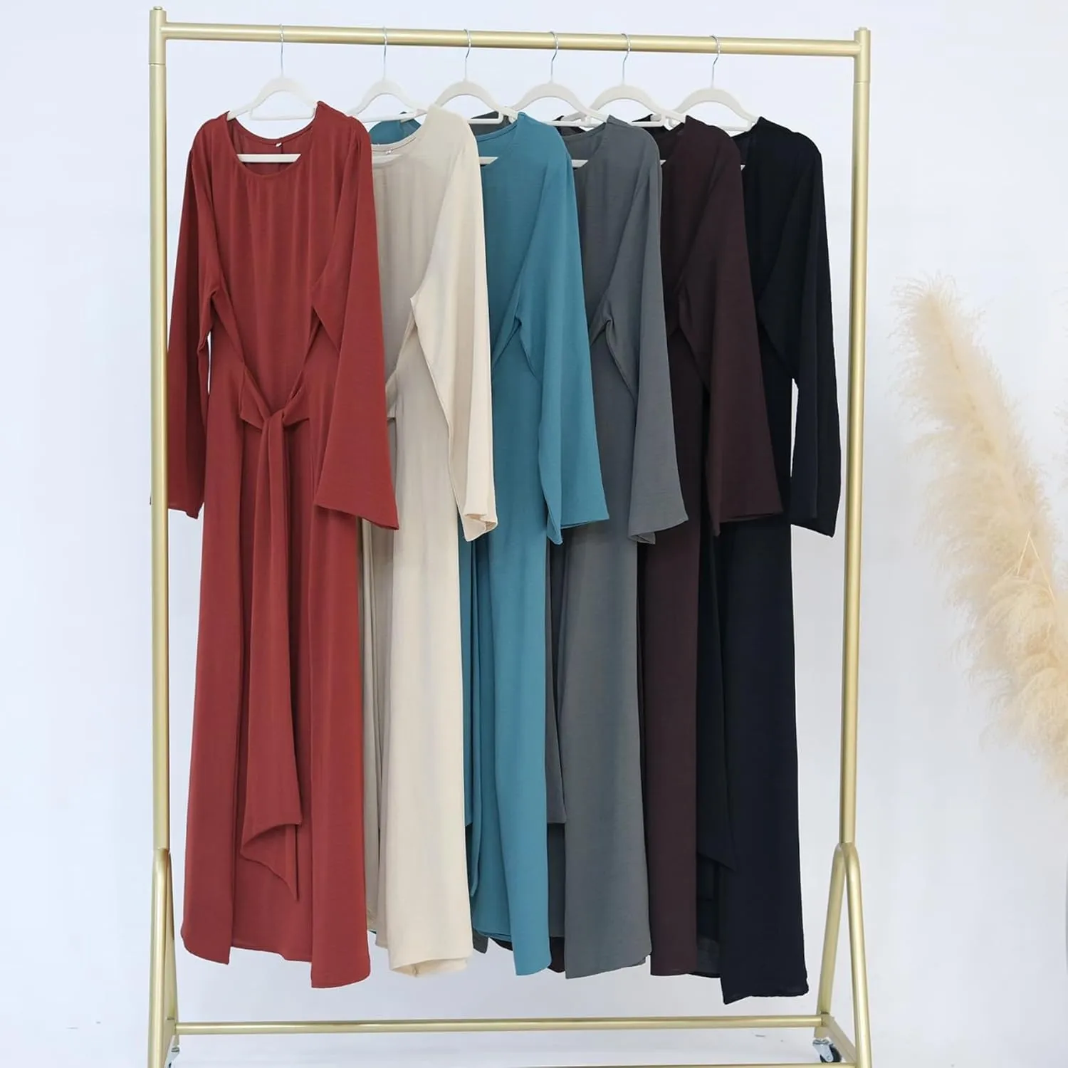 Jazvano Women Abaya Dress for Muslim Eid Prayer Maxi Kaftan Islamic Daily Dress Soft Muslim Women Clothes