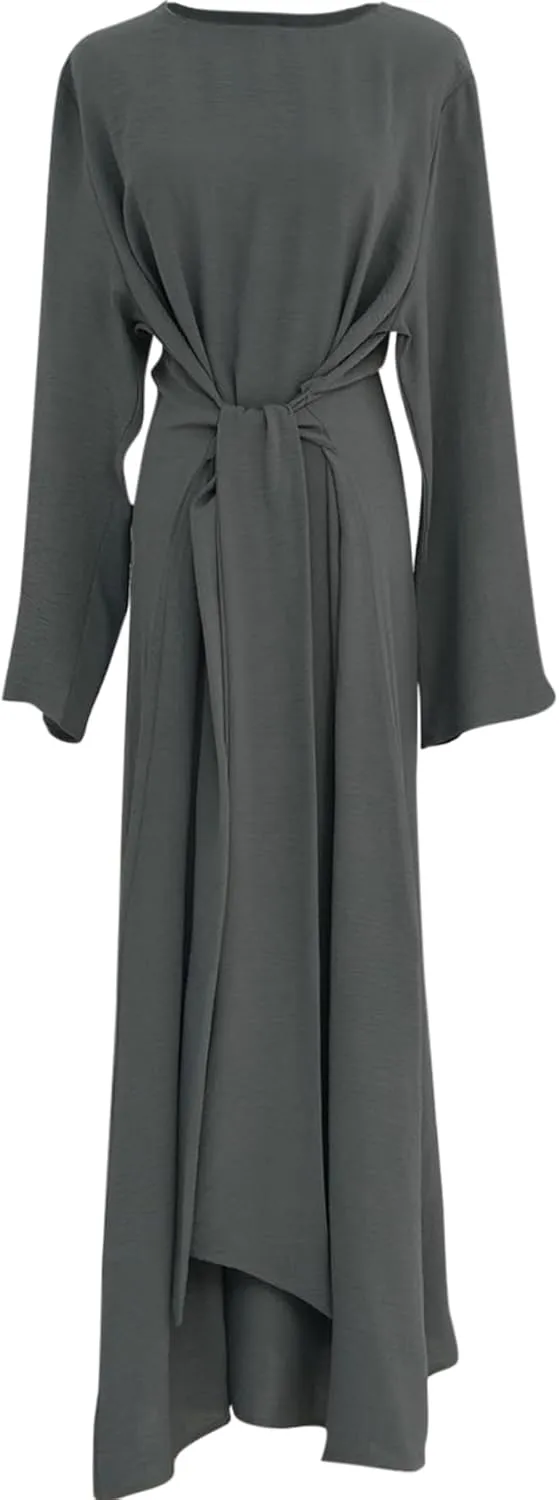 Jazvano Women Abaya Dress for Muslim Eid Prayer Maxi Kaftan Islamic Daily Dress Soft Muslim Women Clothes