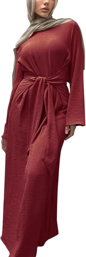 Jazvano Women Abaya Dress for Muslim Eid Prayer Maxi Kaftan Islamic Daily Dress Soft Muslim Women Clothes