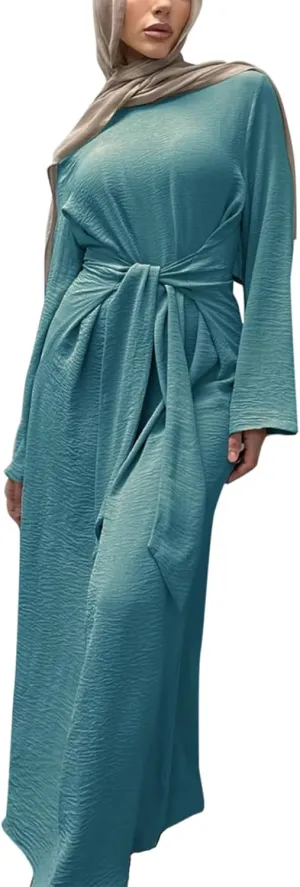 Jazvano Women Abaya Dress for Muslim Eid Prayer Maxi Kaftan Islamic Daily Dress Soft Muslim Women Clothes