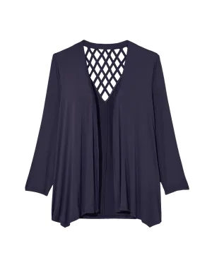 Jessica Long Sleeve Cage Back Cardigan | Navy