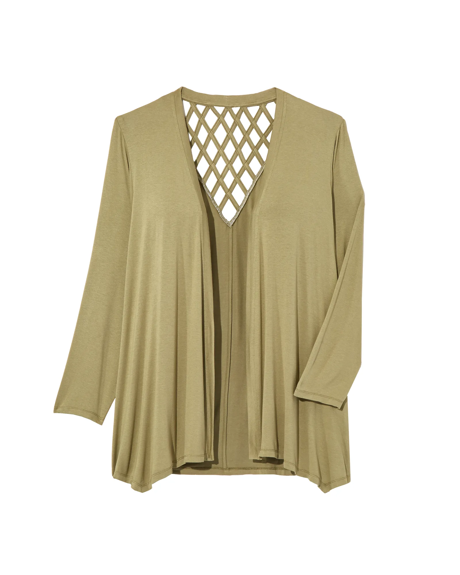 Jessica Long Sleeve Cage Back Cardigan | Olive Green
