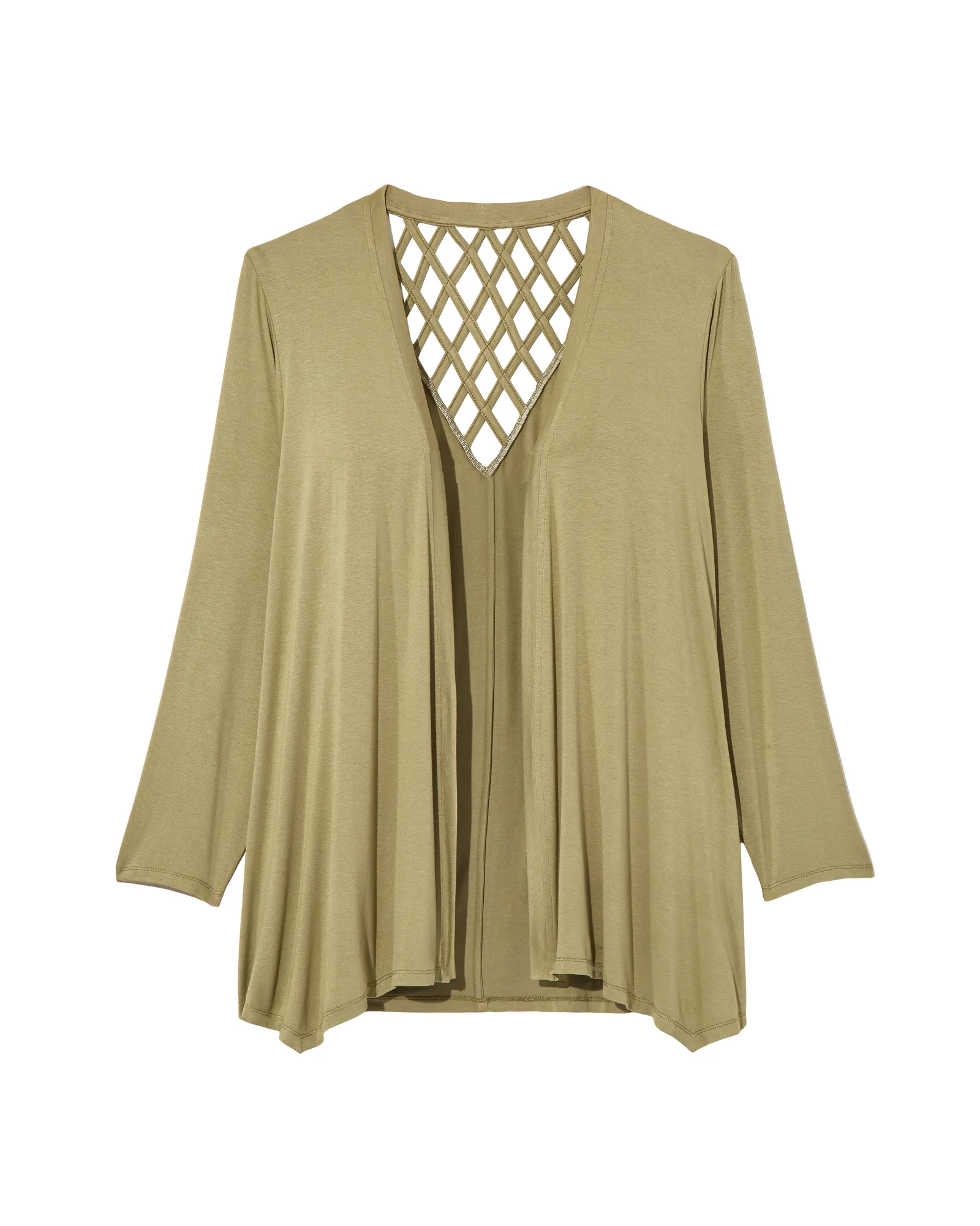 Jessica Long Sleeve Cage Back Cardigan | Olive Green
