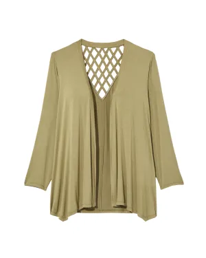 Jessica Long Sleeve Cage Back Cardigan | Olive Green