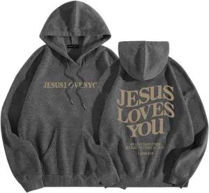 Jesus Loves You Hoodie Womens Christian Sweatshirt Christian Hoodies Oversized Jesus Sweatshirt Long Sleeve Pullover