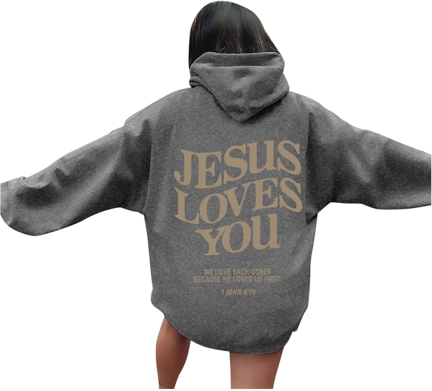 Jesus Loves You Hoodie Womens Christian Sweatshirt Christian Hoodies Oversized Jesus Sweatshirt Long Sleeve Pullover