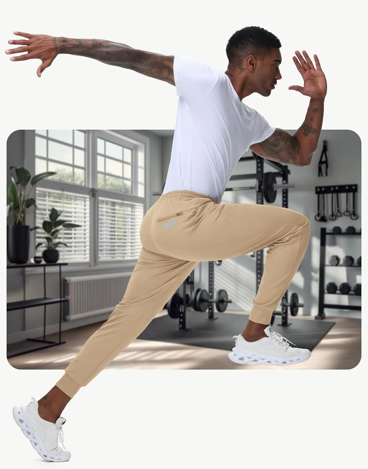 JWM Men's 30"/32"/34"/36" Inseam Joggers Tall Sweatpants 3 Zipper Pockets Stretch Lightweight Athletic Workout Gym Men Pants