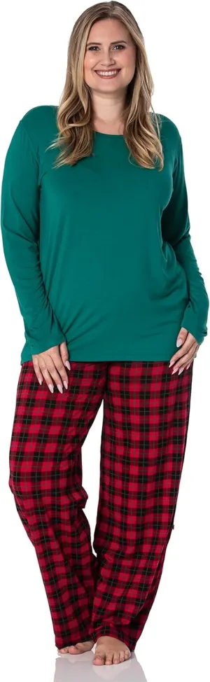 KICKEE Womens Print Long Sleeve Loosey Goosey Tee & Pajama Pants Set, Soft Sleepwear and Loungewear for Women