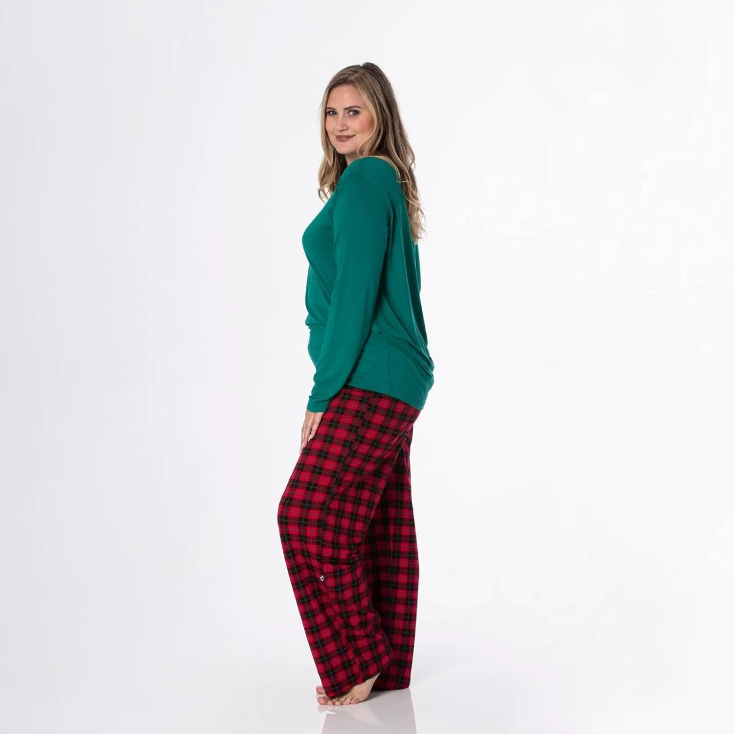 KICKEE Womens Print Long Sleeve Loosey Goosey Tee & Pajama Pants Set, Soft Sleepwear and Loungewear for Women