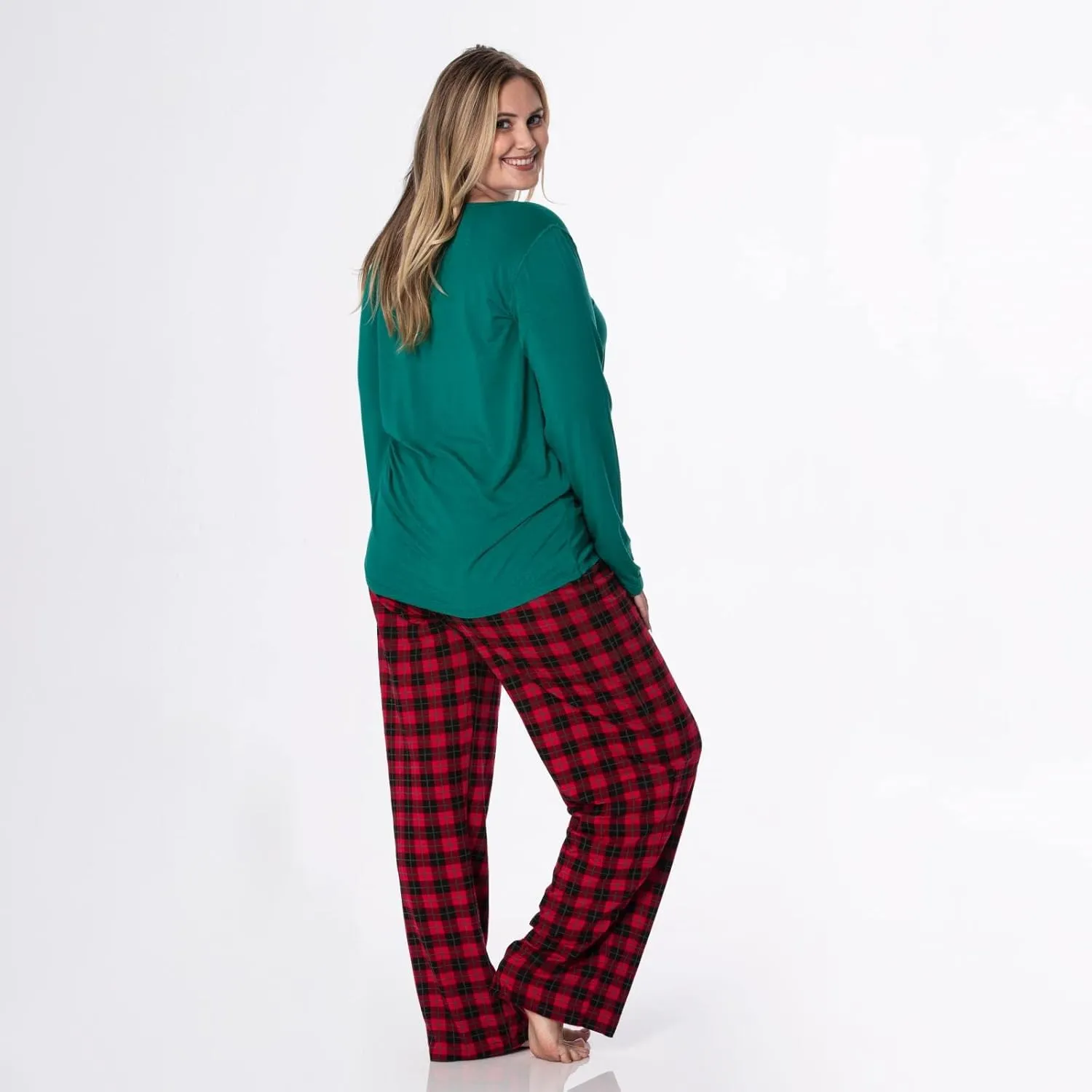 KICKEE Womens Print Long Sleeve Loosey Goosey Tee & Pajama Pants Set, Soft Sleepwear and Loungewear for Women