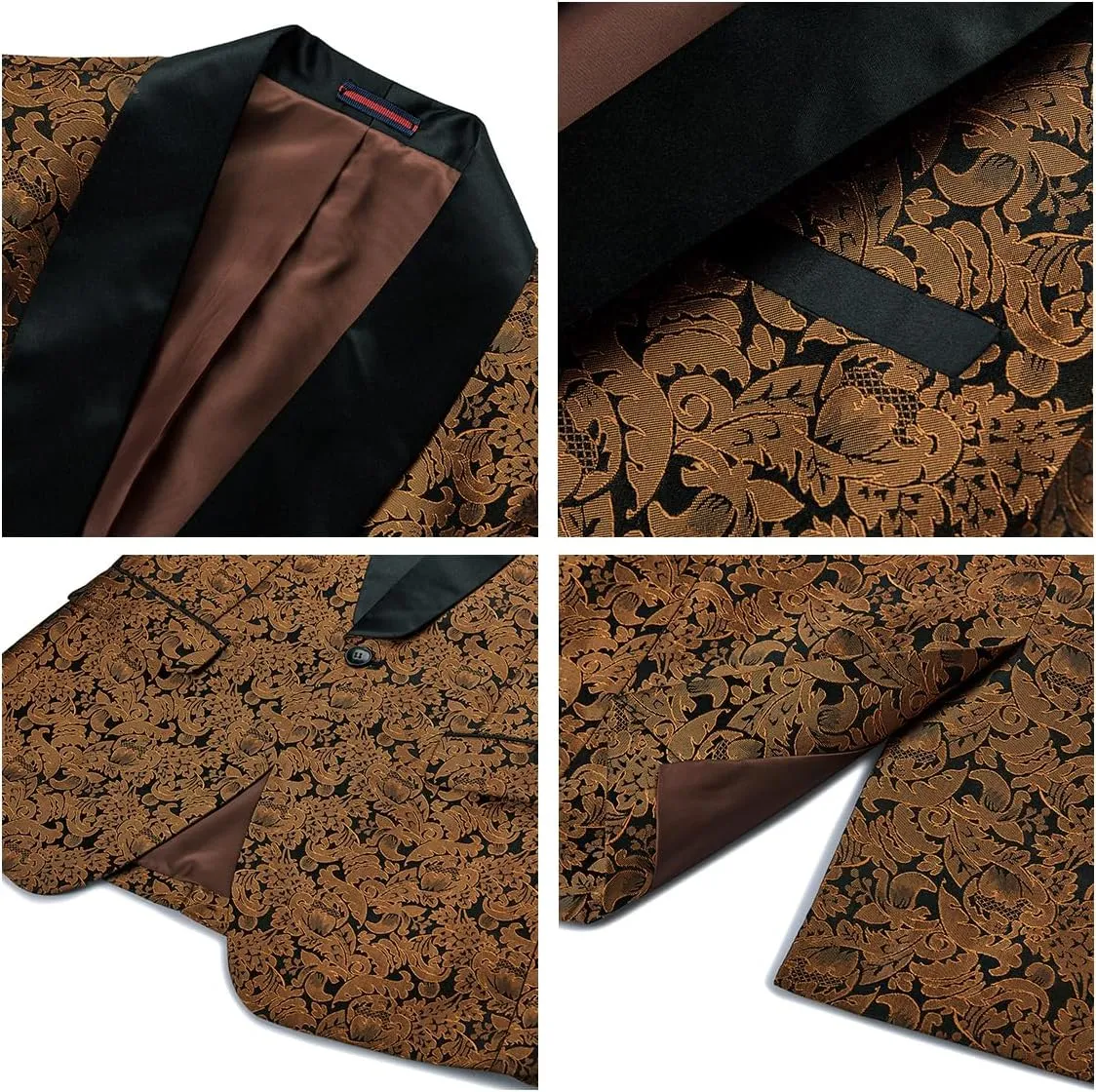 KUDORO Mens Suits Slim Fit 3 Piece Tuxedo Suit Set for Prom Wedding Party Paisley Jacket Vest Pants Homecoming Outfit