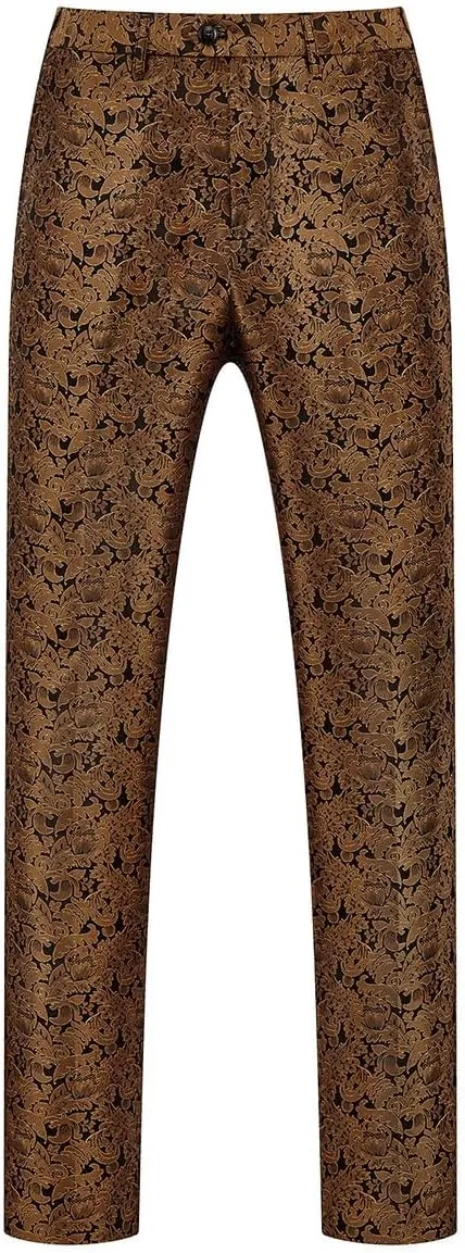 KUDORO Mens Suits Slim Fit 3 Piece Tuxedo Suit Set for Prom Wedding Party Paisley Jacket Vest Pants Homecoming Outfit