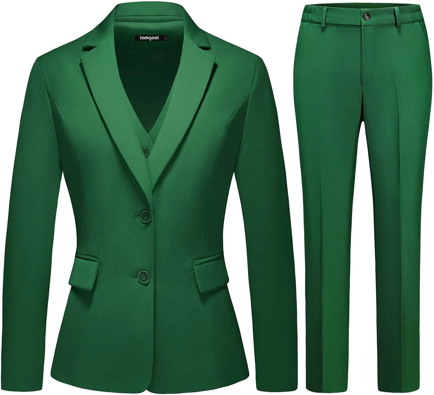 Lamgool Women 3 Piece Suit Single Breasted Blazer Formal Business Pantsuit Office Lady Tuxedo Set