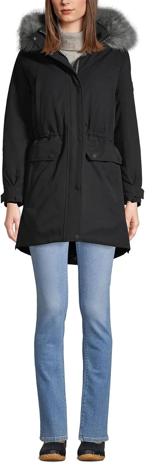 Lands' End Women's Expedition Waterproof Down Winter Parka with Faux Fur Hood