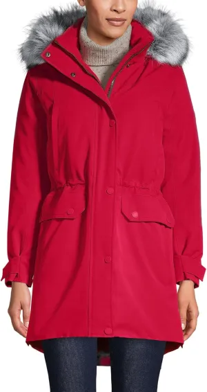 Lands' End Women's Expedition Waterproof Down Winter Parka with Faux Fur Hood