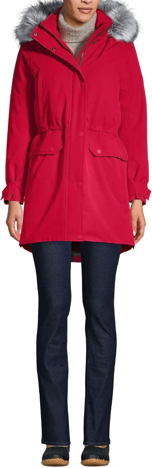 Lands' End Women's Expedition Waterproof Down Winter Parka with Faux Fur Hood