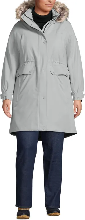 Lands' End Women's Expedition Waterproof Down Winter Parka with Faux Fur Hood