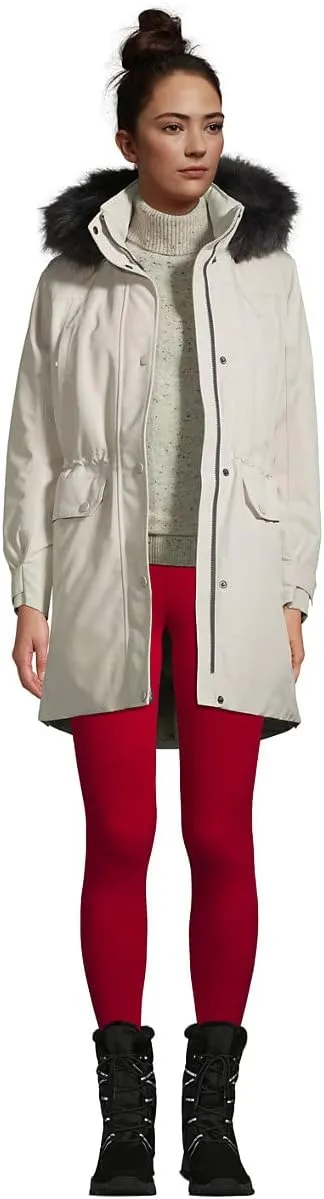 Lands' End Women's Expedition Waterproof Down Winter Parka with Faux Fur Hood