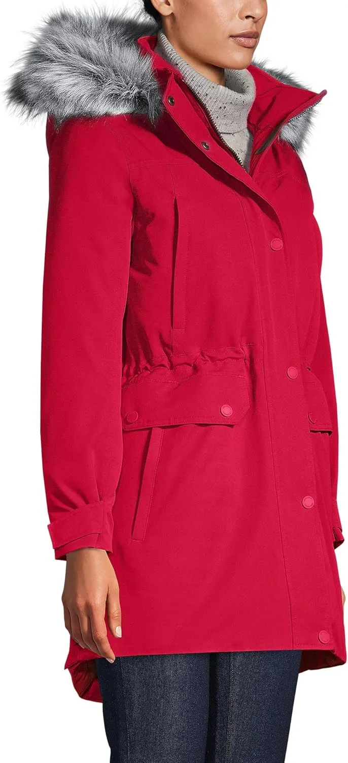 Lands' End Women's Expedition Waterproof Down Winter Parka with Faux Fur Hood