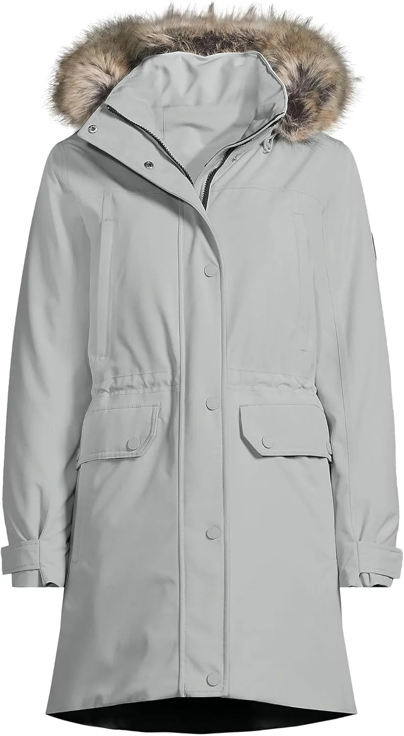 Lands' End Women's Expedition Waterproof Down Winter Parka with Faux Fur Hood