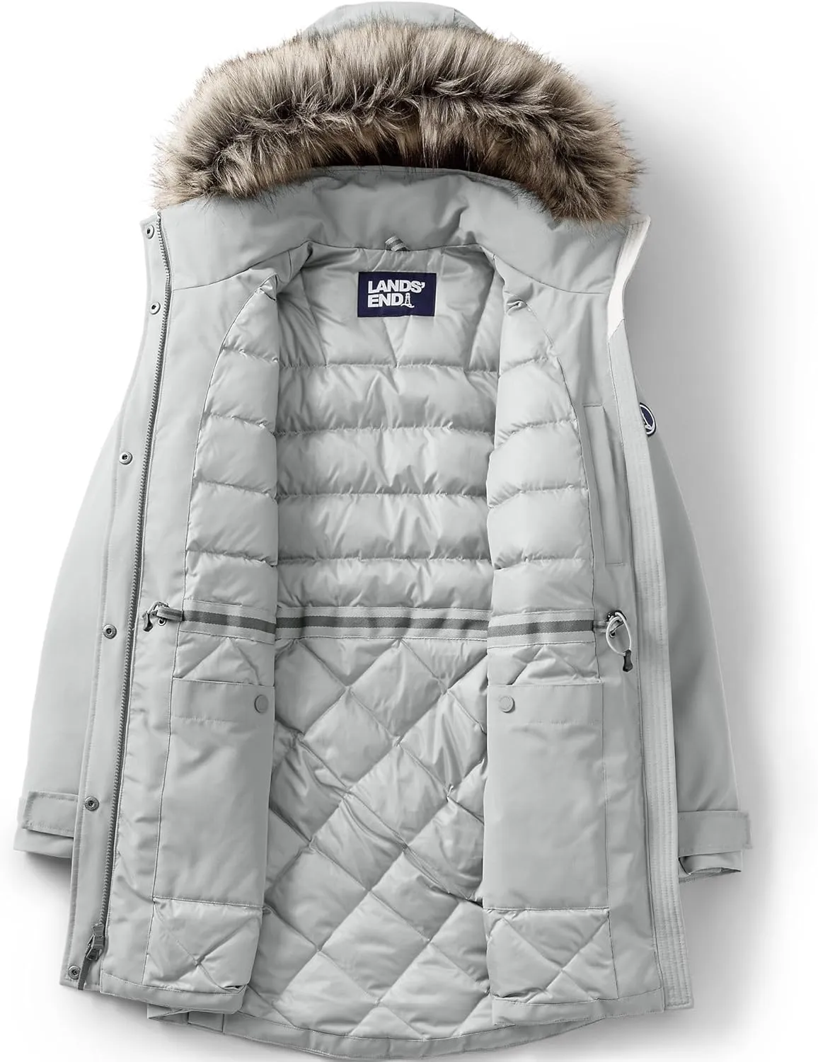 Lands' End Women's Expedition Waterproof Down Winter Parka with Faux Fur Hood