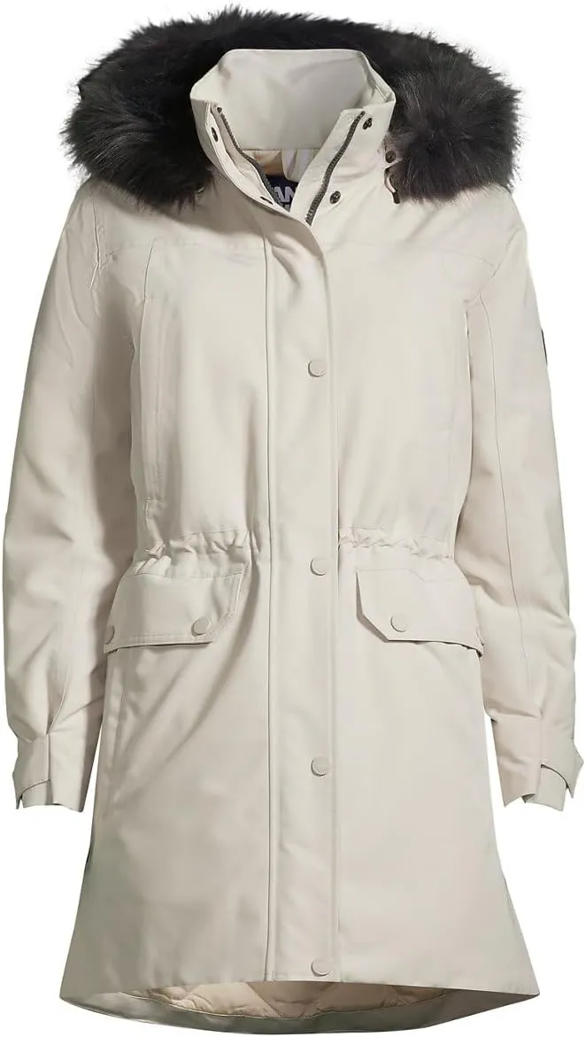 Lands' End Women's Expedition Waterproof Down Winter Parka with Faux Fur Hood