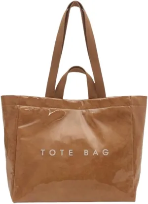 Large PVC Tote Bag for Women Letter Print Kraft Paper Bag Clear Plastic Tote Women's Top Handle Hobo Work Travel Bag