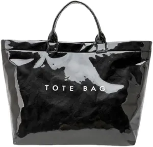 Large PVC Tote Bag for Women Letter Print Kraft Paper Bag Clear Plastic Tote Women's Top Handle Hobo Work Travel Bag