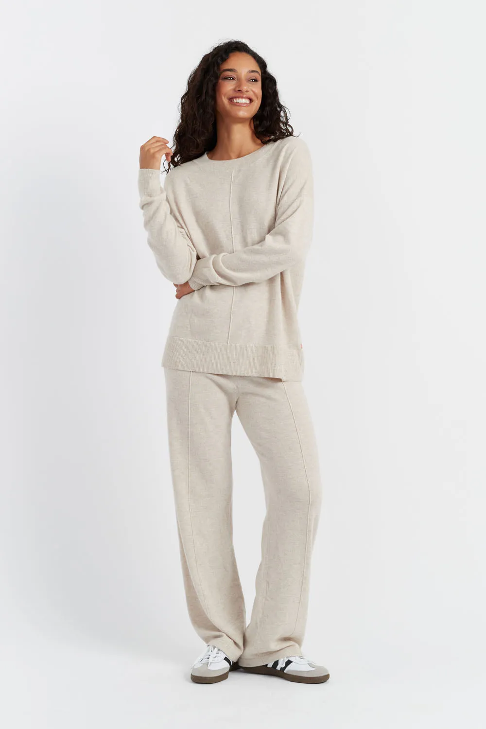 Light-Oatmeal Wool-Cashmere Slouchy Sweater