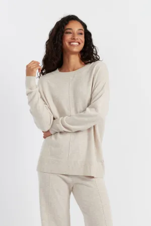 Light-Oatmeal Wool-Cashmere Slouchy Sweater